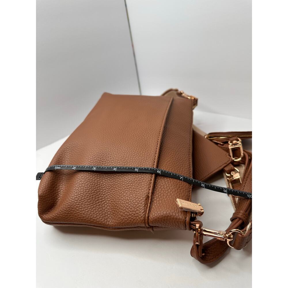 Anne Klein Crossbody Bag Purse Leather Logo Adjustable Straps Accessories Brown - Picture 7 of 9